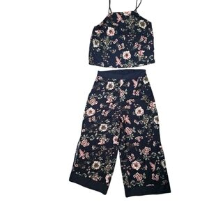 Japana Lounge Pajama Set Blue Floral Size Medium